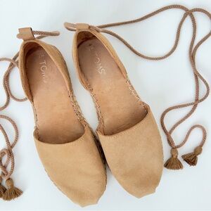 Toms Katalina Tan Suede Boho D’Orsay Ankle Wrap Laces Sandal Women’s Size 7